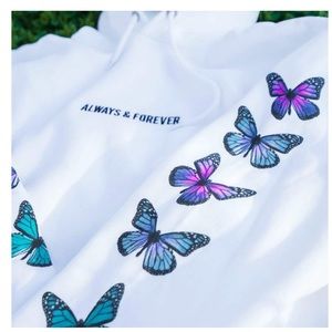 Pastel Butterfly Hoodie (White)